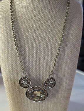 Silver And Gold-Tone Crystal Pendant Necklace - Elegant Women's Jewelry